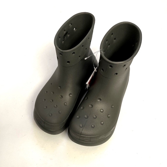 NWOB CROCS Crush Rain Ankle Boot Waterproof Platform Size W10 / M8 Olive - Picture 4 of 10
